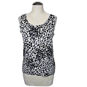Chico's Travelers Animal Print White Black Gray Scoop Neck Tank Top M